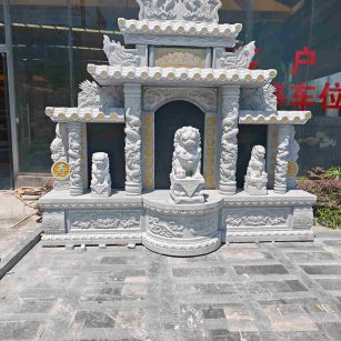 宁夏芝麻白中国黑石材套墓 花岗岩墓碑